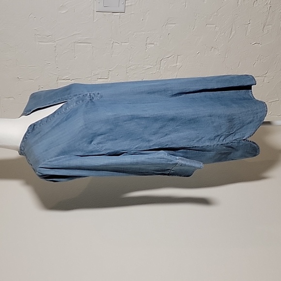 Vineyard Vines Shirt Dress Tunic V-neck 3/4 Sleeve Lyocell Linen Chambray 0 XS - Picture 7 of 16